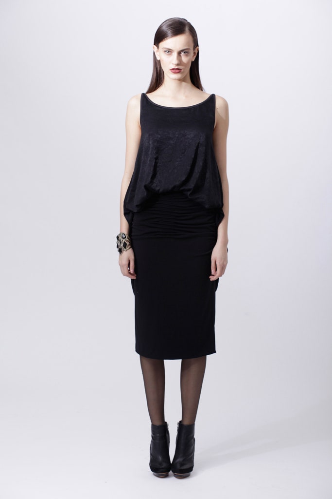 black silk sleeveless dress