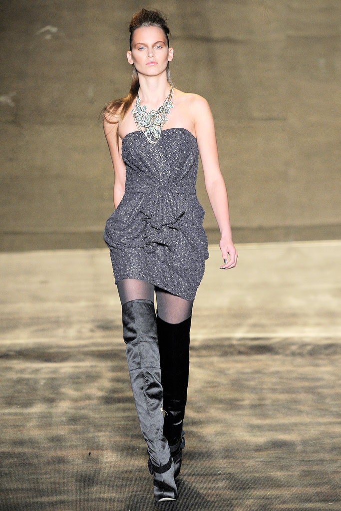 gray ruched strapless mini dress
