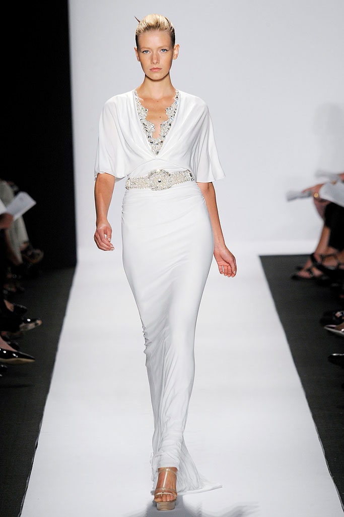 white silk fitted gown