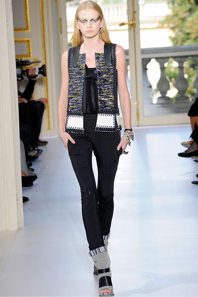 fitted black multi-colored vest