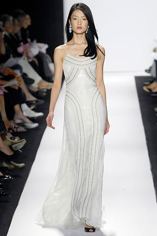 white silk fitted gown