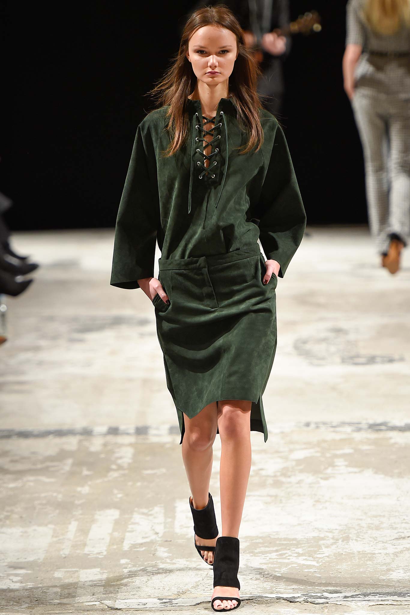 green suede midi dress