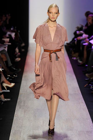 pink pleated midi dress with belt