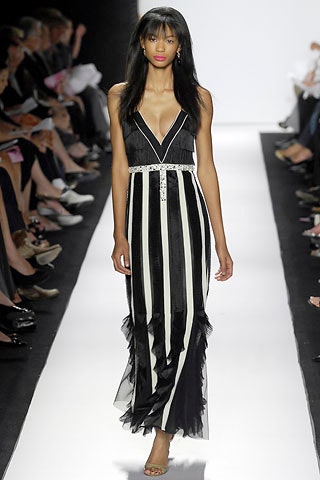 black and white striped gown
