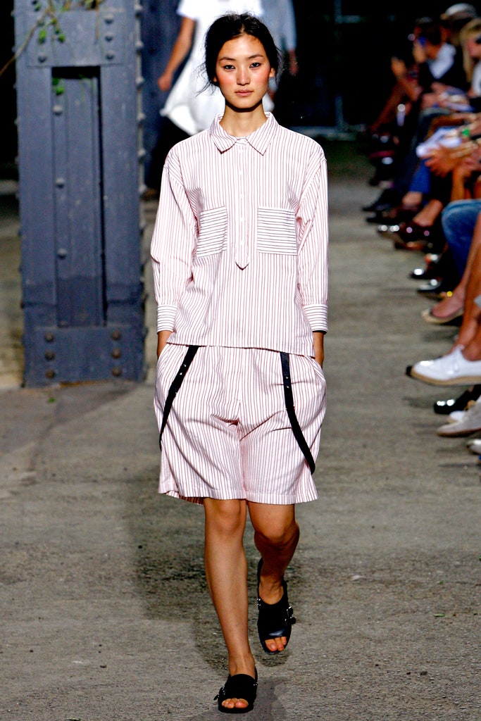 striped pink and white shirt with shorts