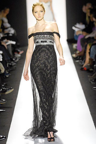 black lace off-shoulder gown