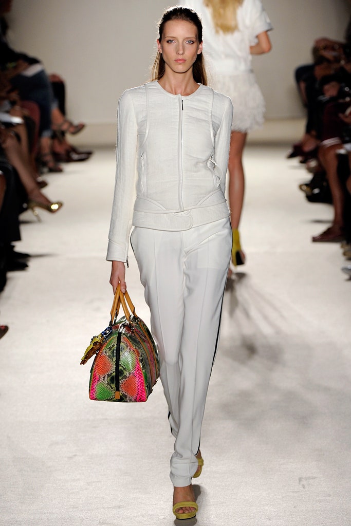 white fitted jacket and pants