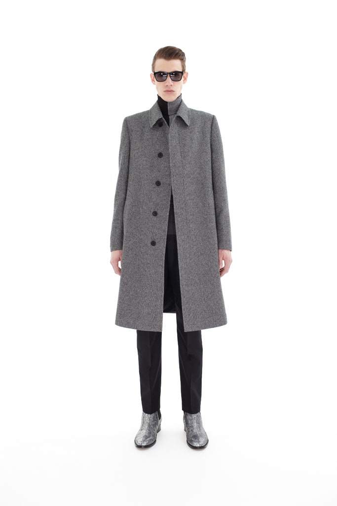 gray wool tailored coat