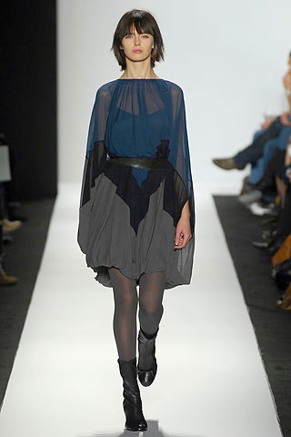 blue and gray draped mini dress