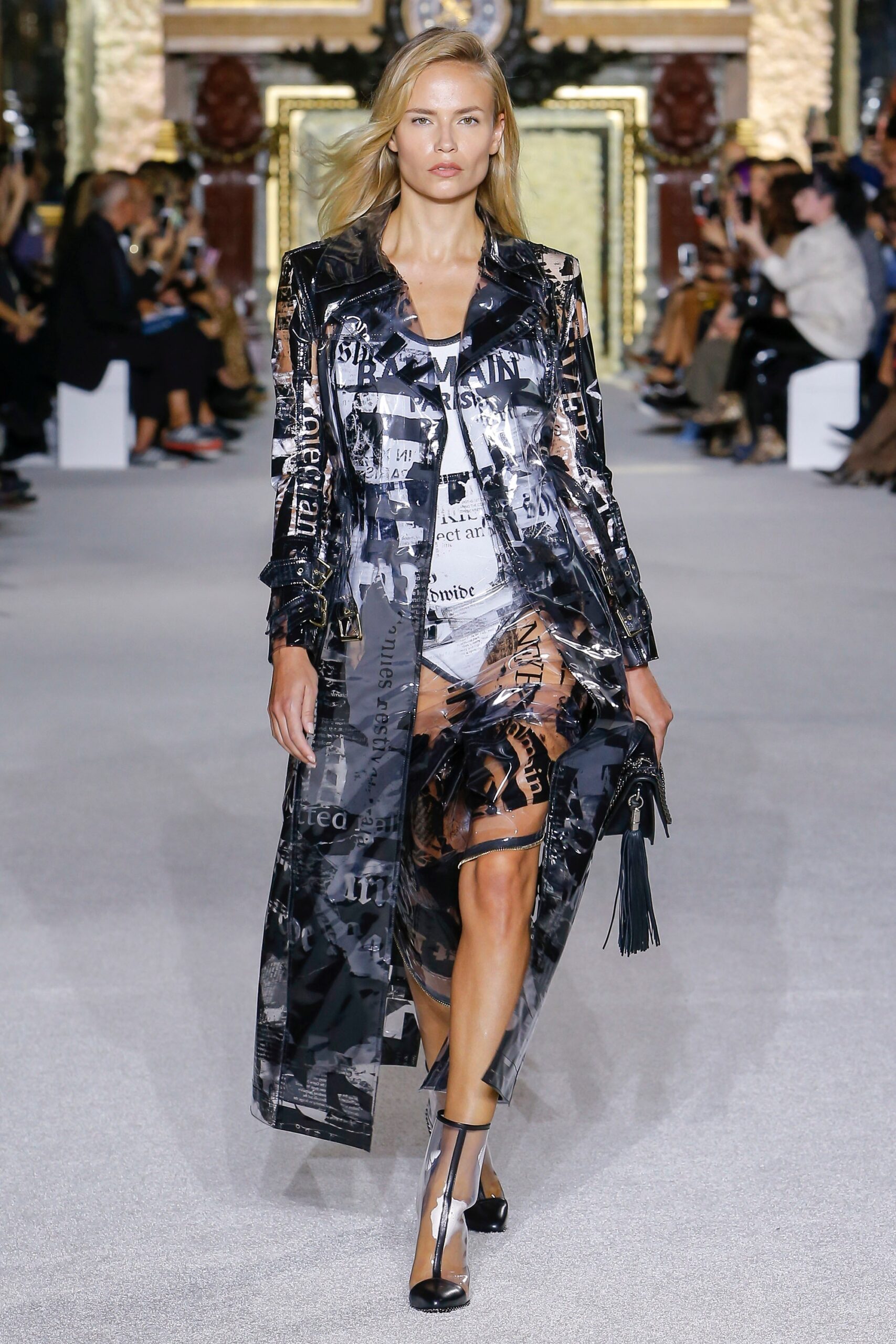 black and white vinyl coat and dress