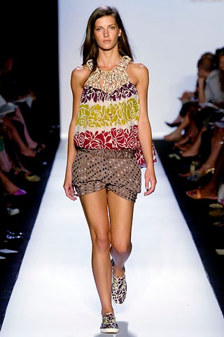 floral top with polka-dot shorts