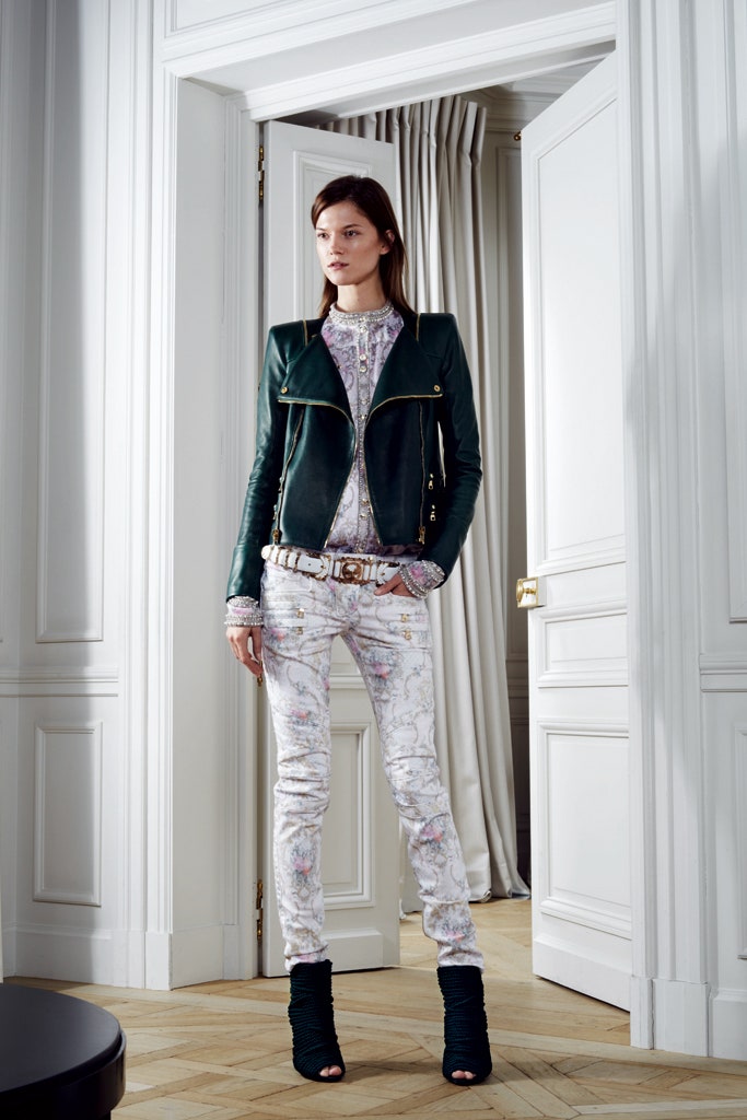 white silk long-sleeve high-neck fitted printed top