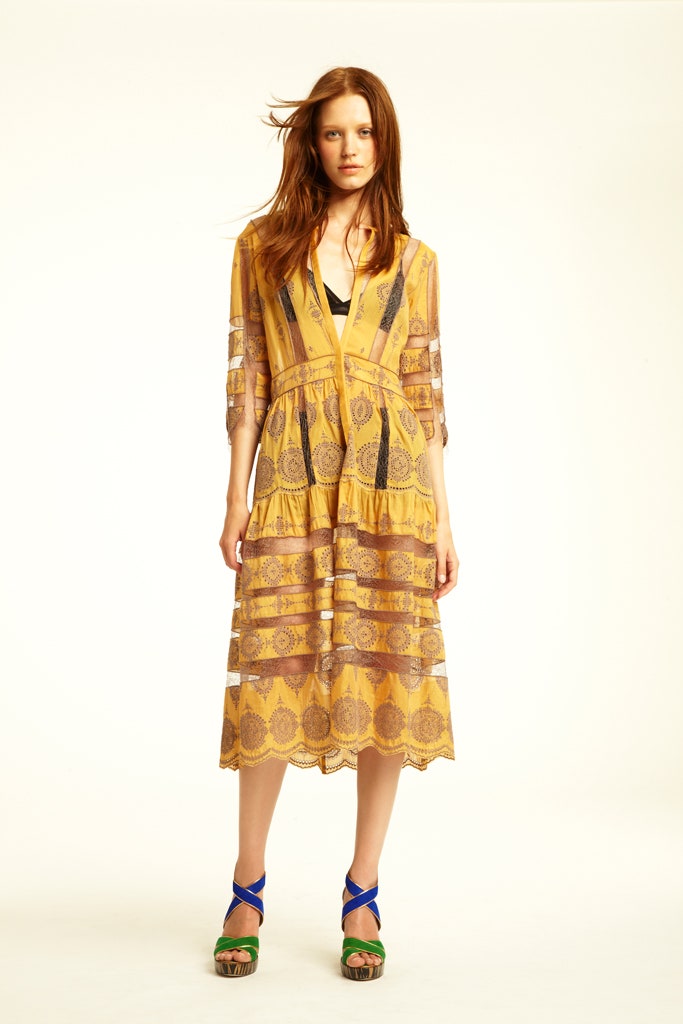 yellow embroidered midi dress