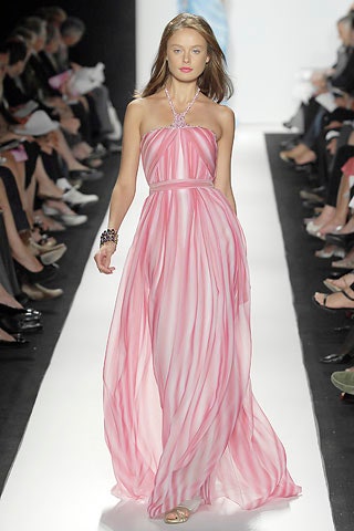 pink chiffon strapless gown