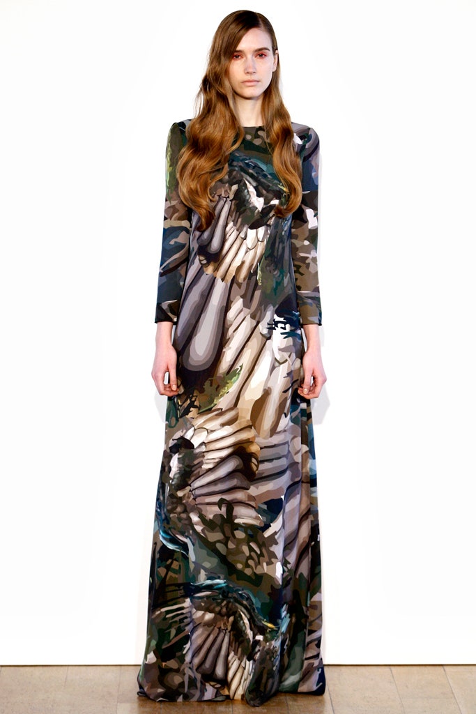 multi-colored silk fitted gown