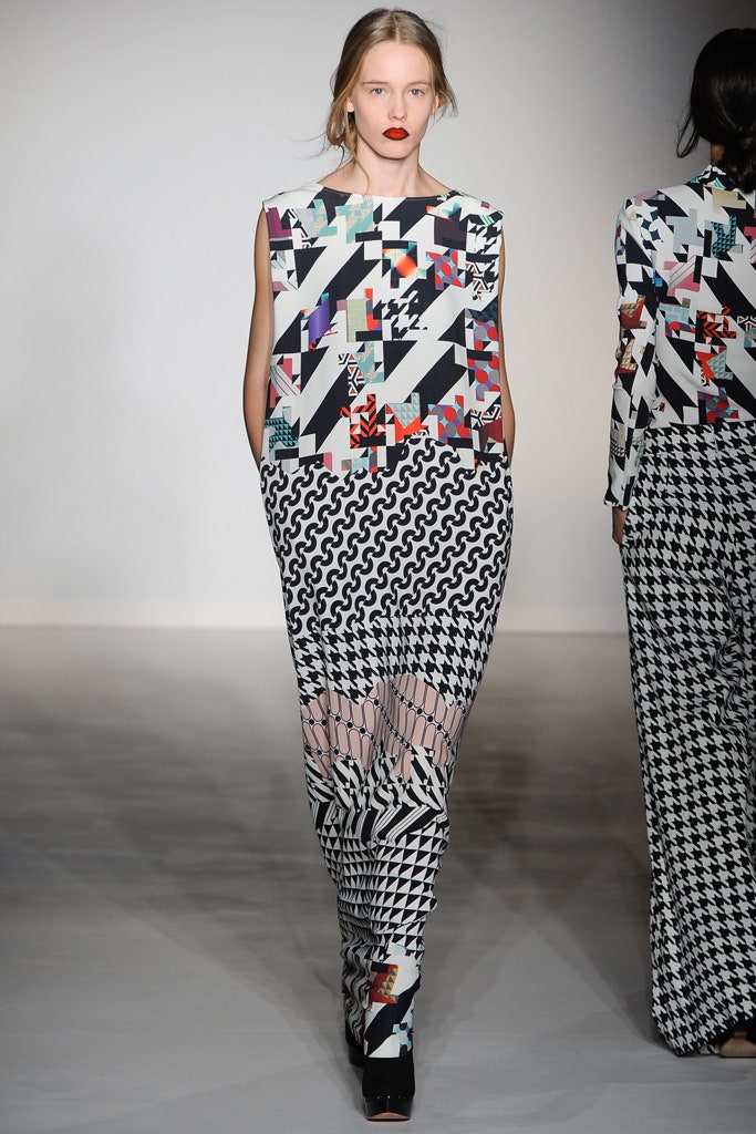 multi-patterned fitted midi dress