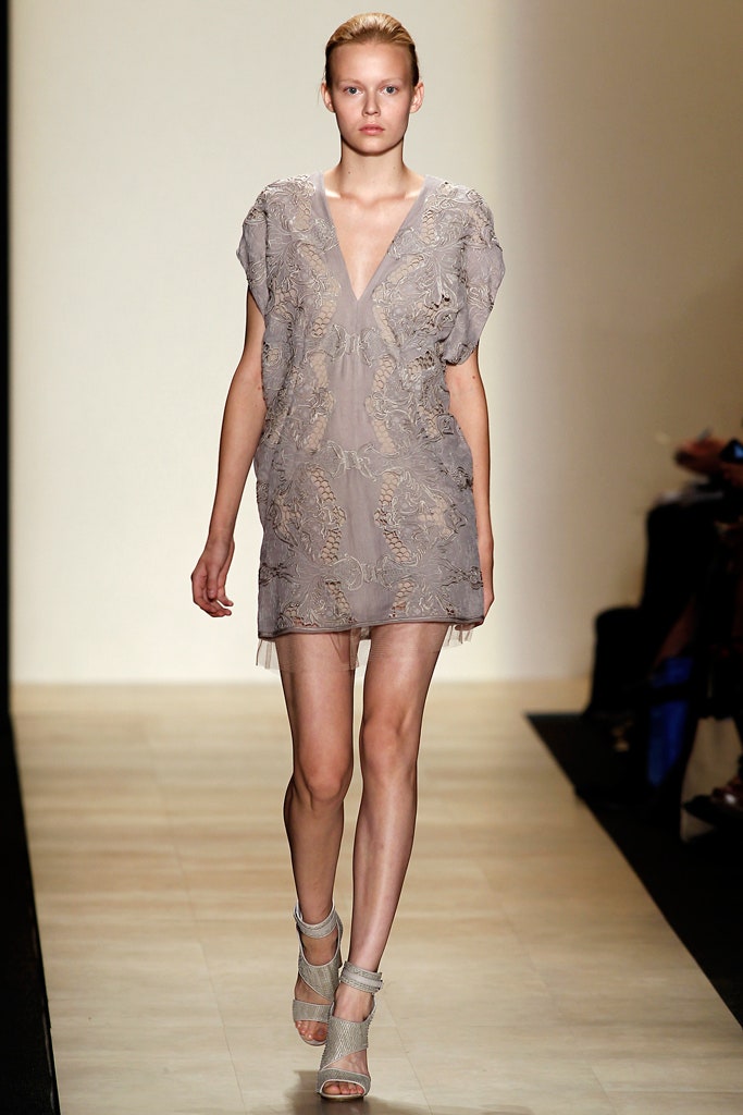 gray embroidered mini dress