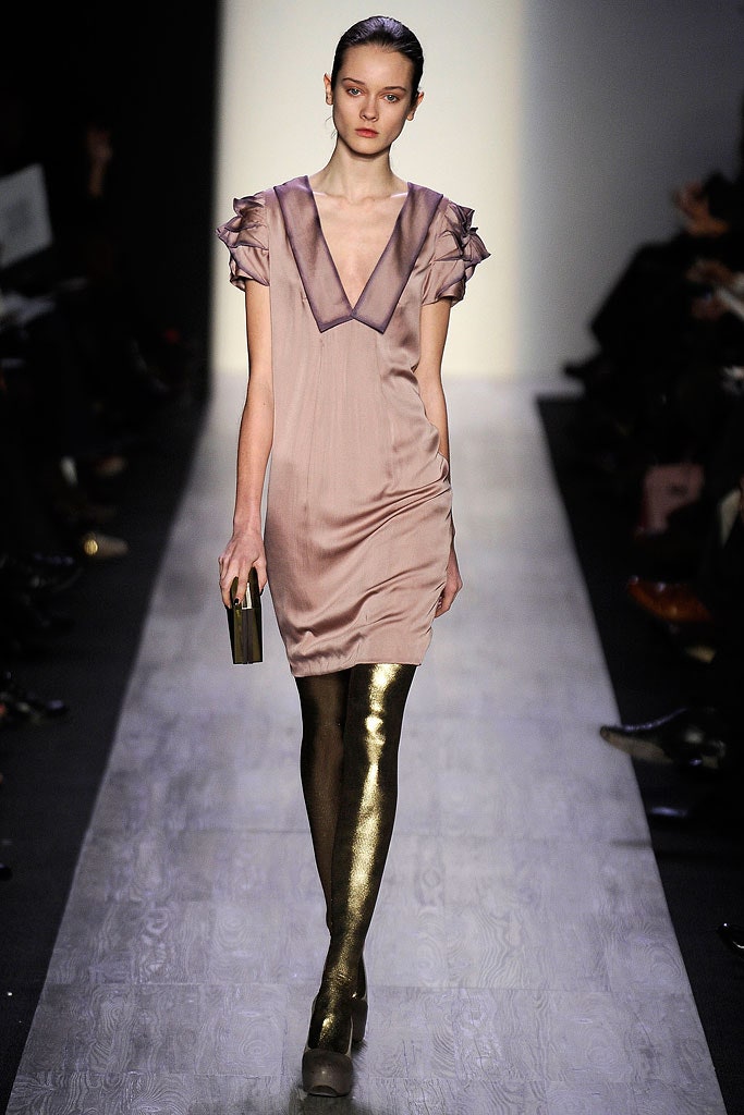 purple silk ruffled dress