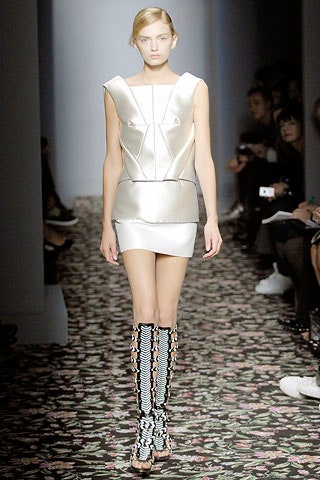 white silk sleeveless high-neck fitted structured mini dress