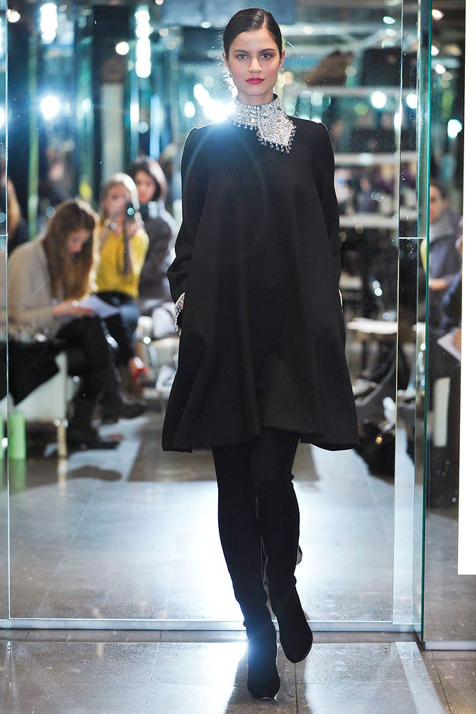 black midi dress with long sleeves