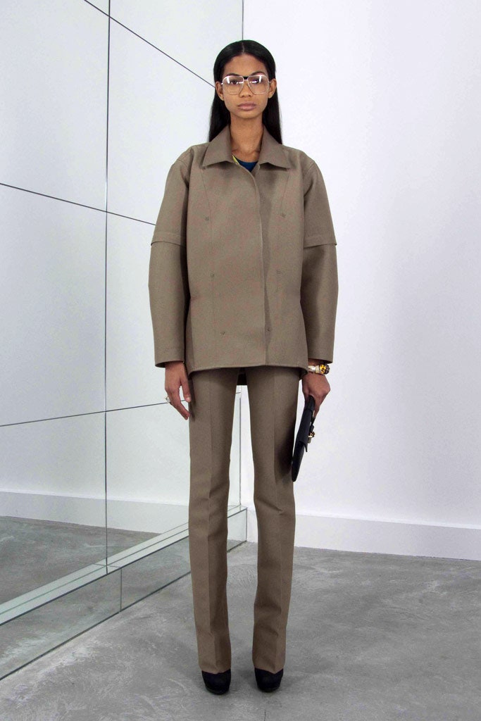 brown cotton long-sleeve collared structured jacket