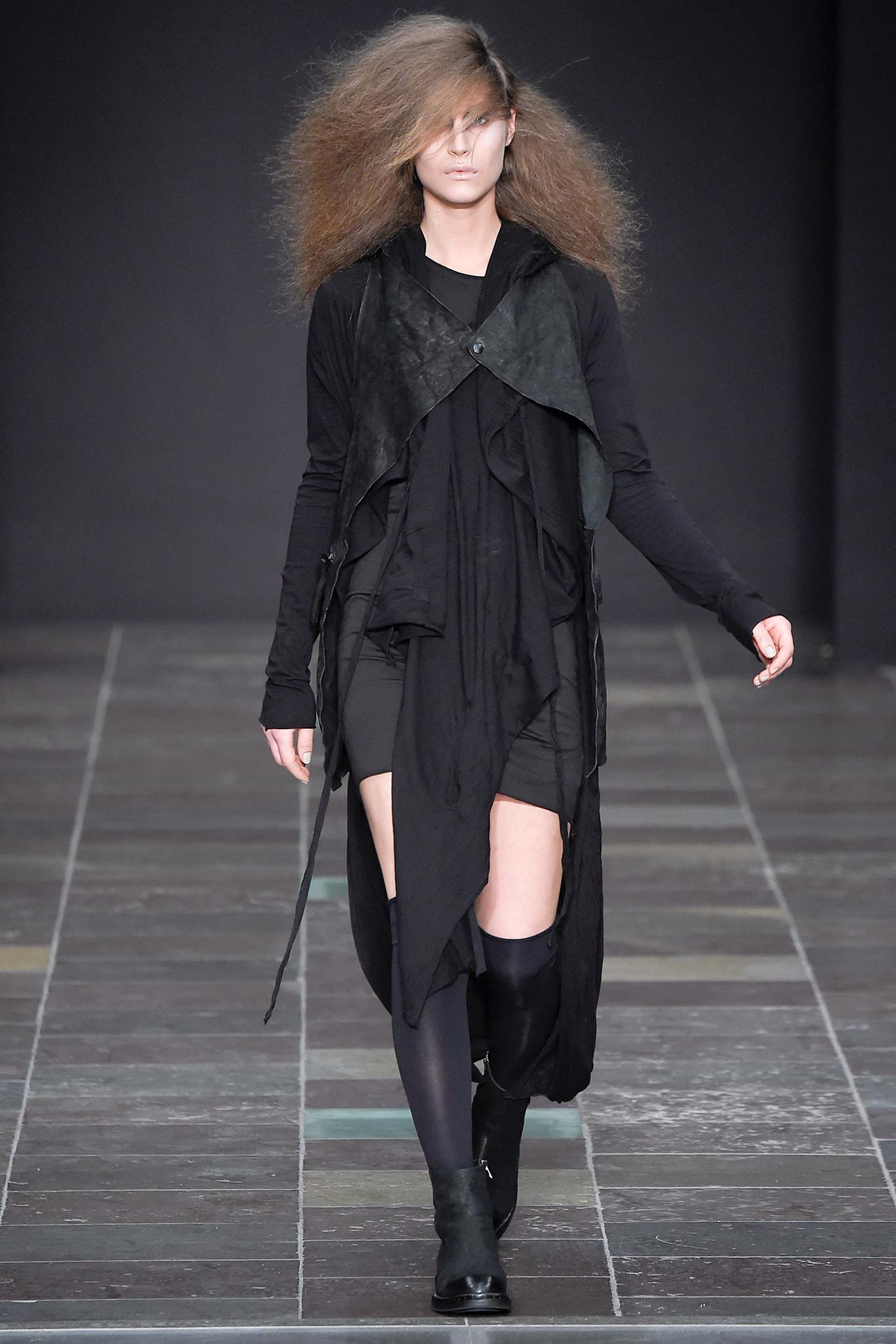 black asymmetric dress and jacket