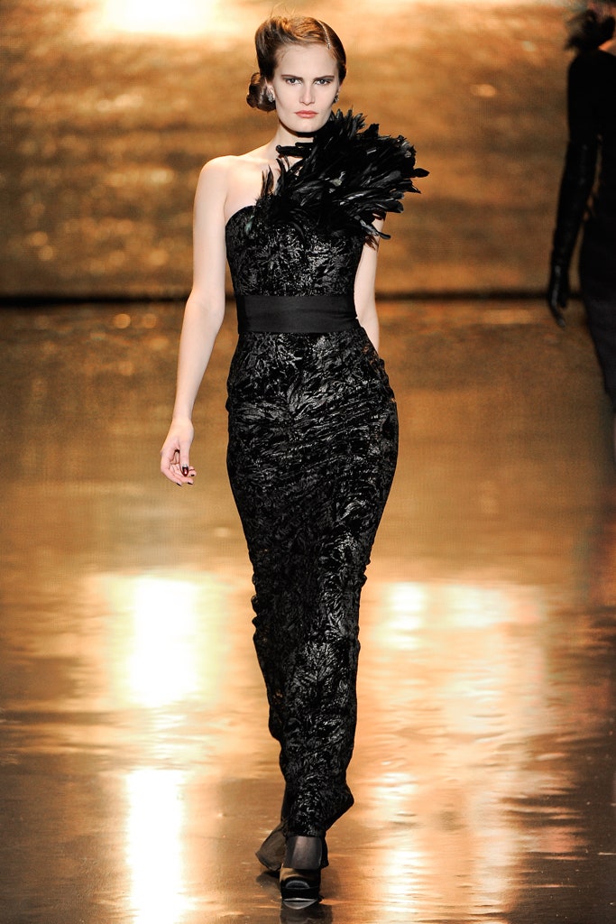 black silk fitted gown