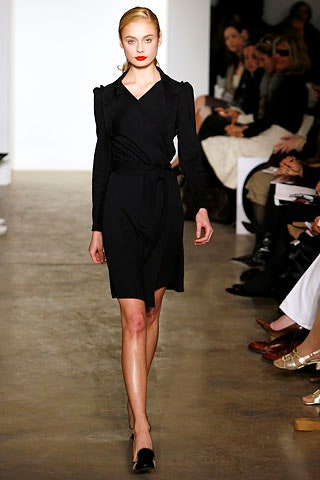 black long-sleeve draped dress