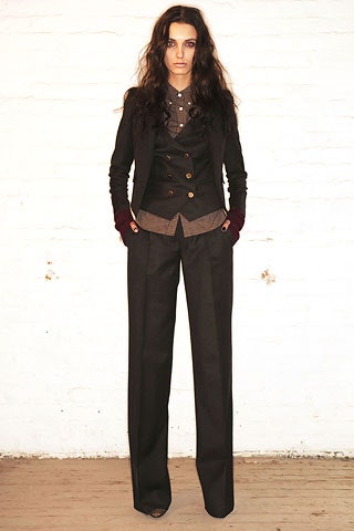 black tailored suit with gray shirt