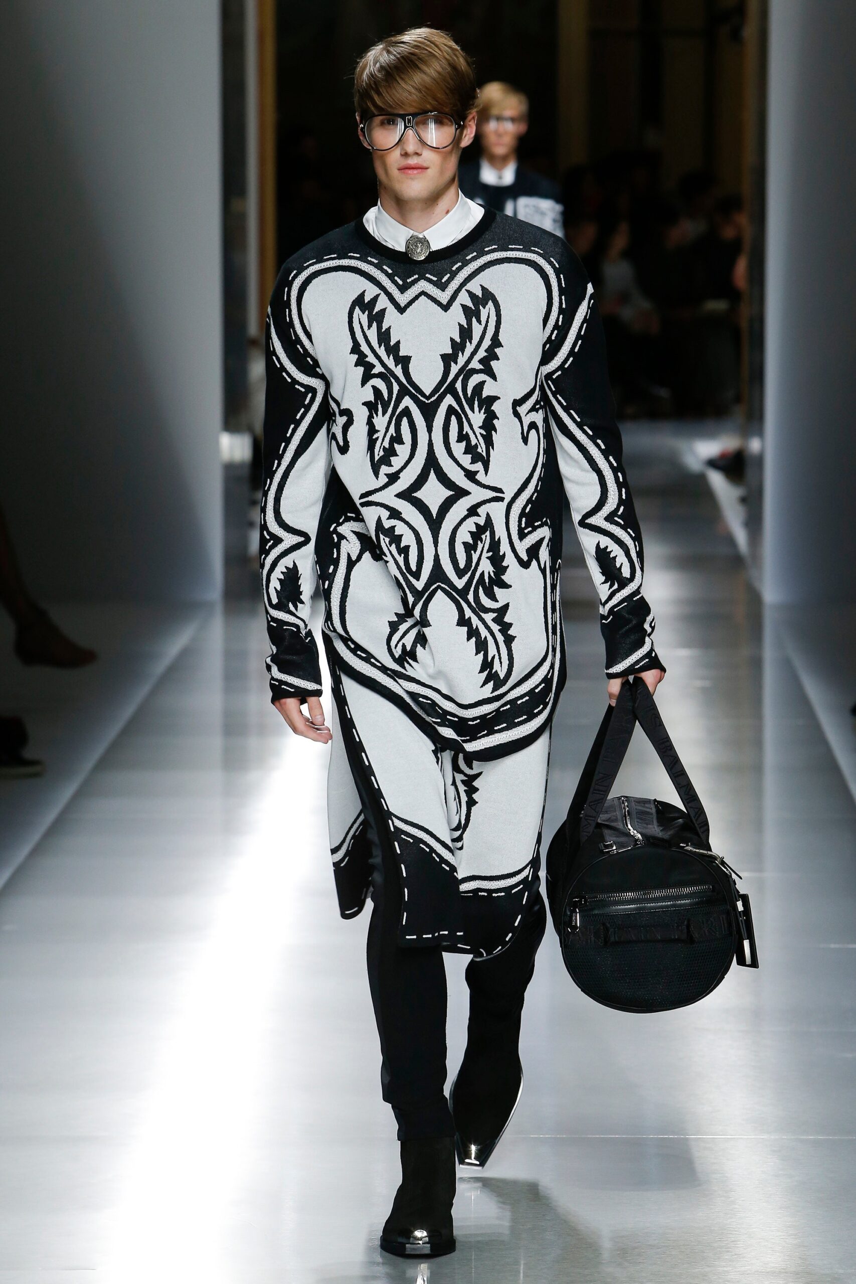 black and white embroidered midi dress