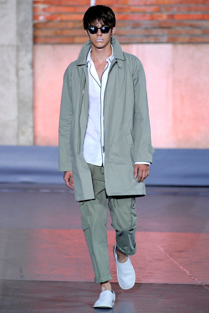 gray coat with cargo pants