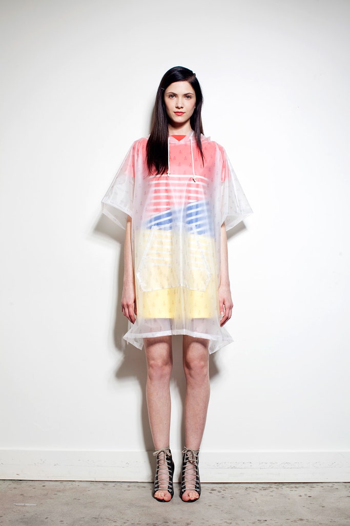 clear vinyl color-blocked dress