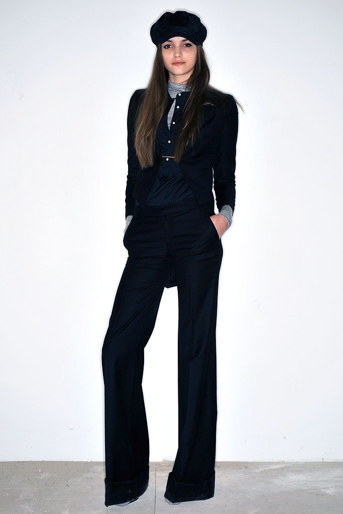 black tailored blazer with wide-leg pants