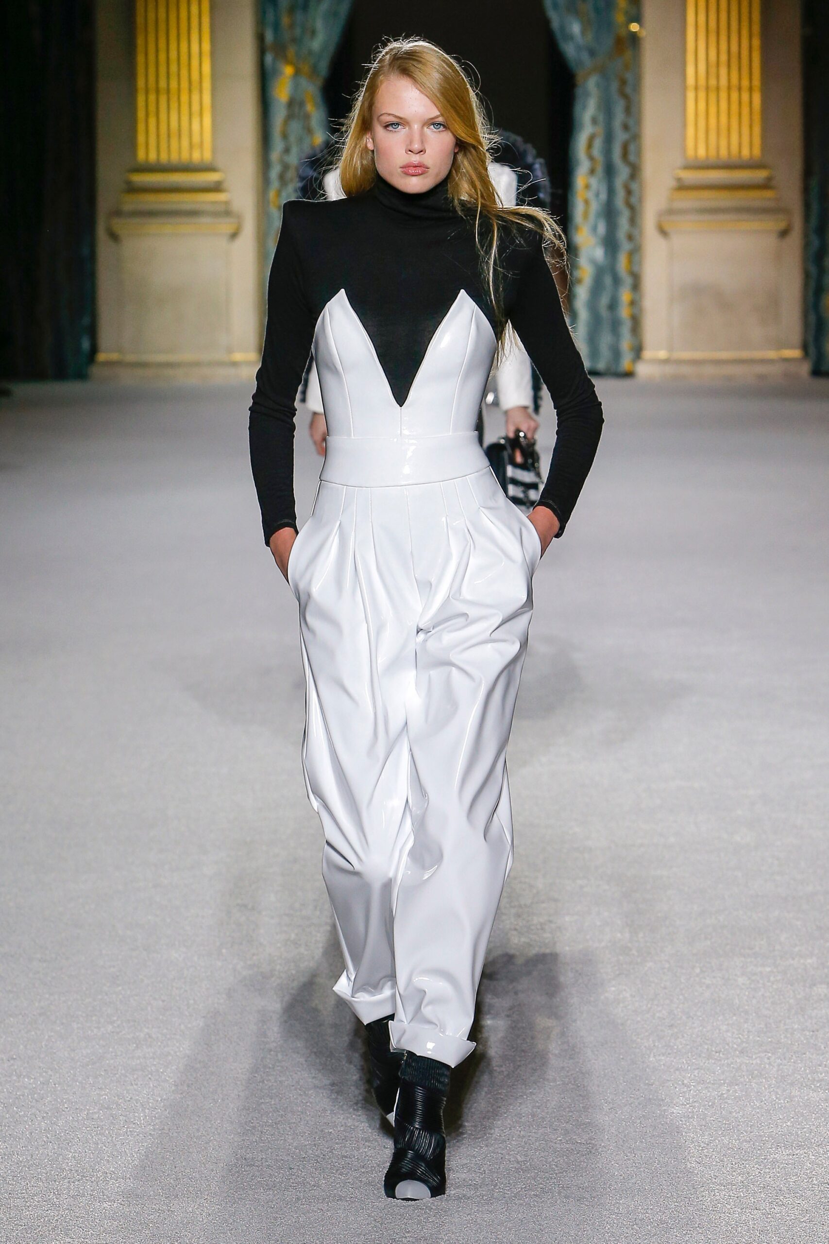 white leather fitted jumpsuit