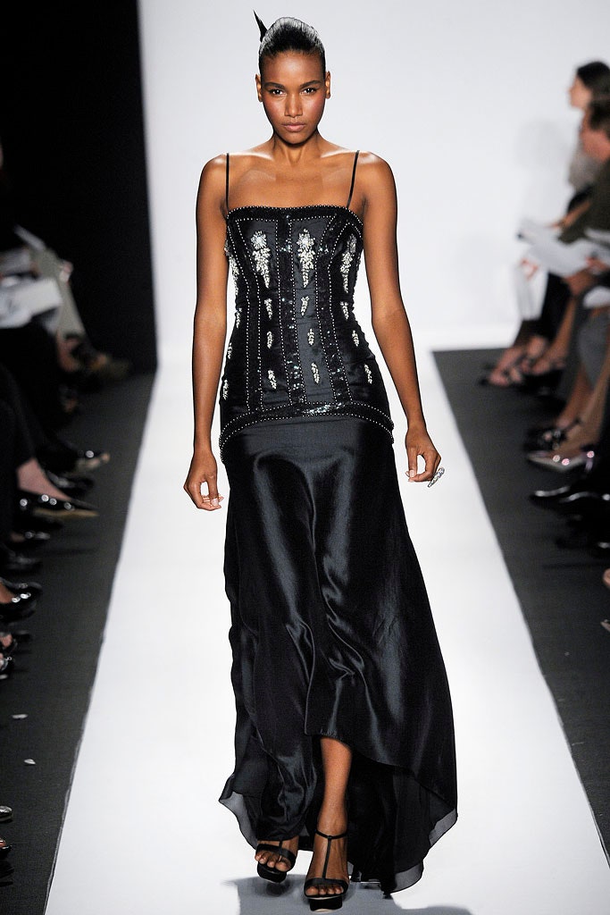 black silk gown with corset