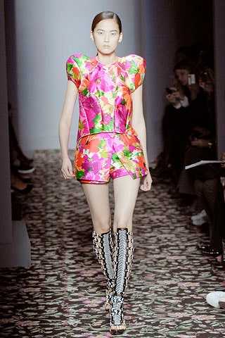 pink silk fitted flared short shorts
