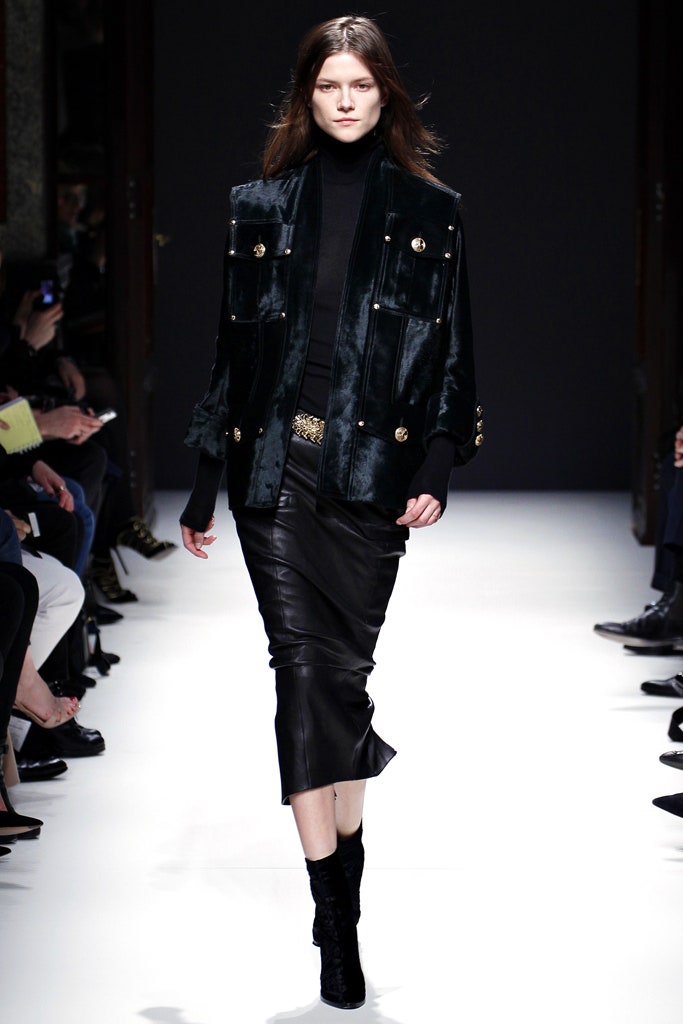 black velvet jacket with leather skirt