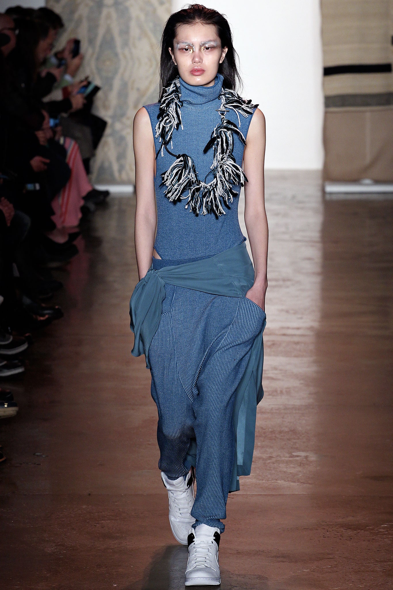 blue cotton fitted jumpsuit