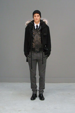 black leather jacket and coat ensemble