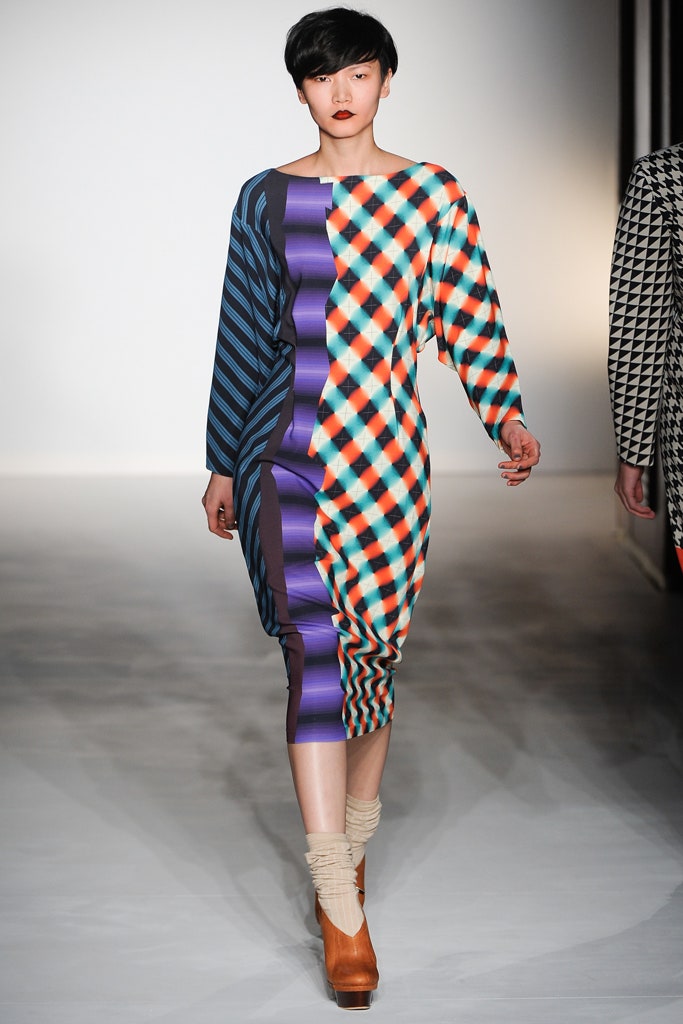 color-blocked silk midi dress