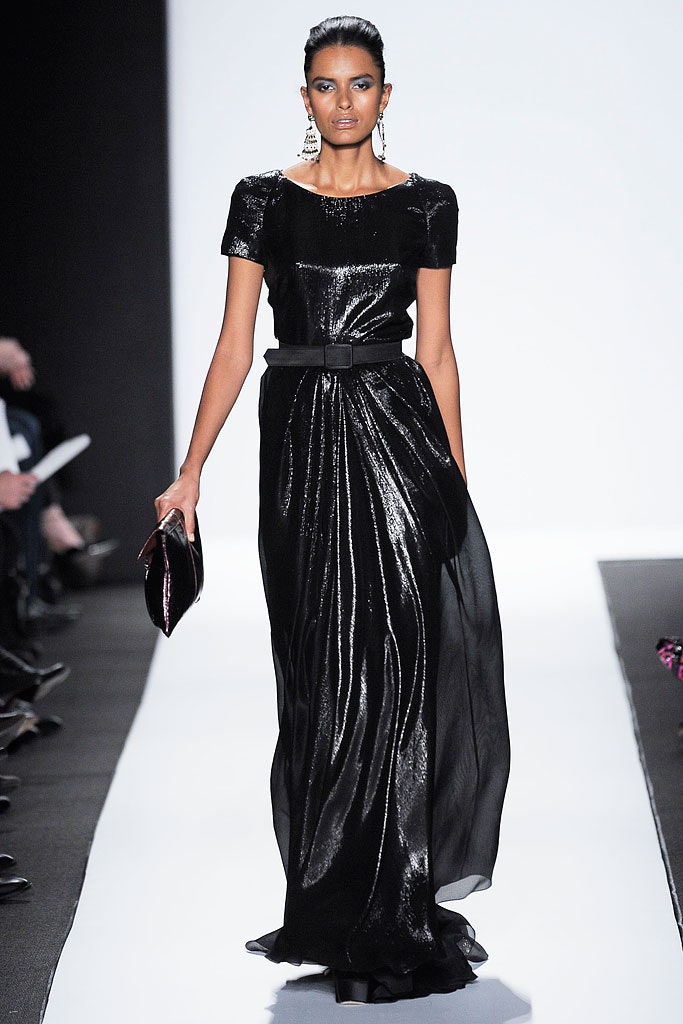 black silk draped gown