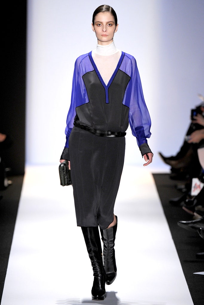 black and blue midi dress with boots