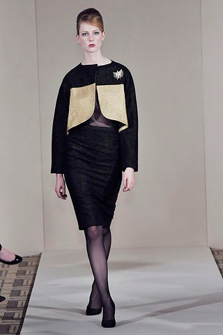 black fitted jacket and dress