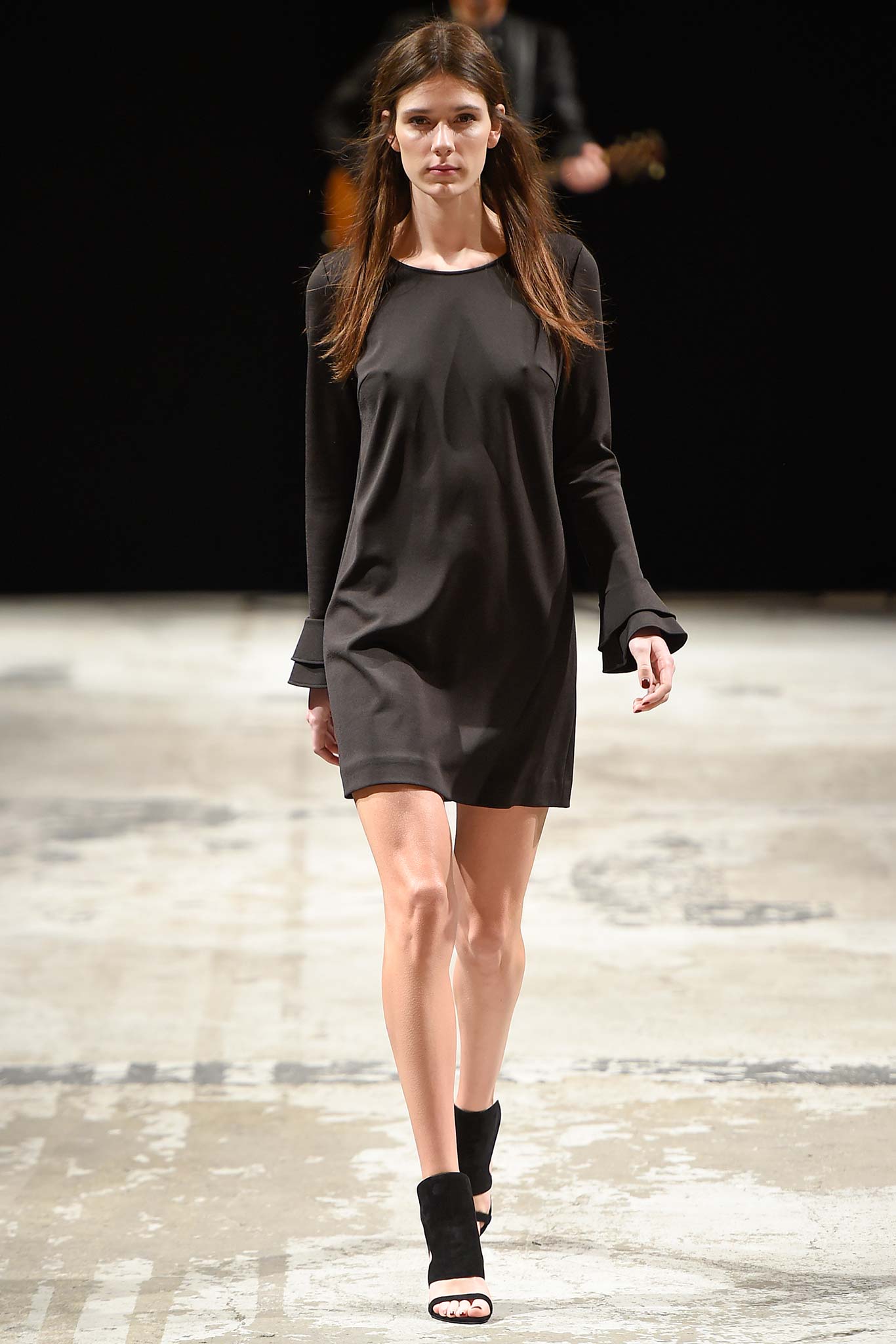 black relaxed long-sleeve dress