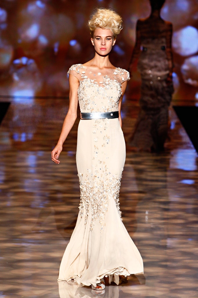 ivory silk fitted gown
