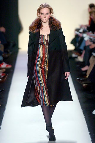 black coat with multi-colored dress
