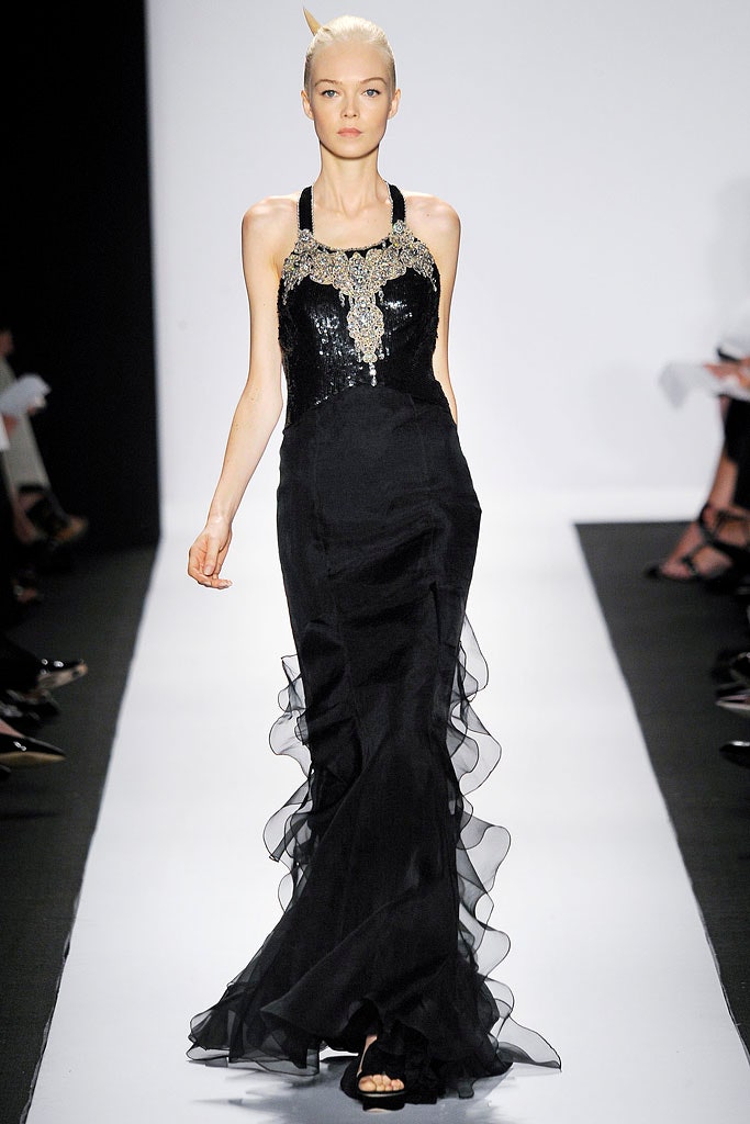 black silk sequin gown