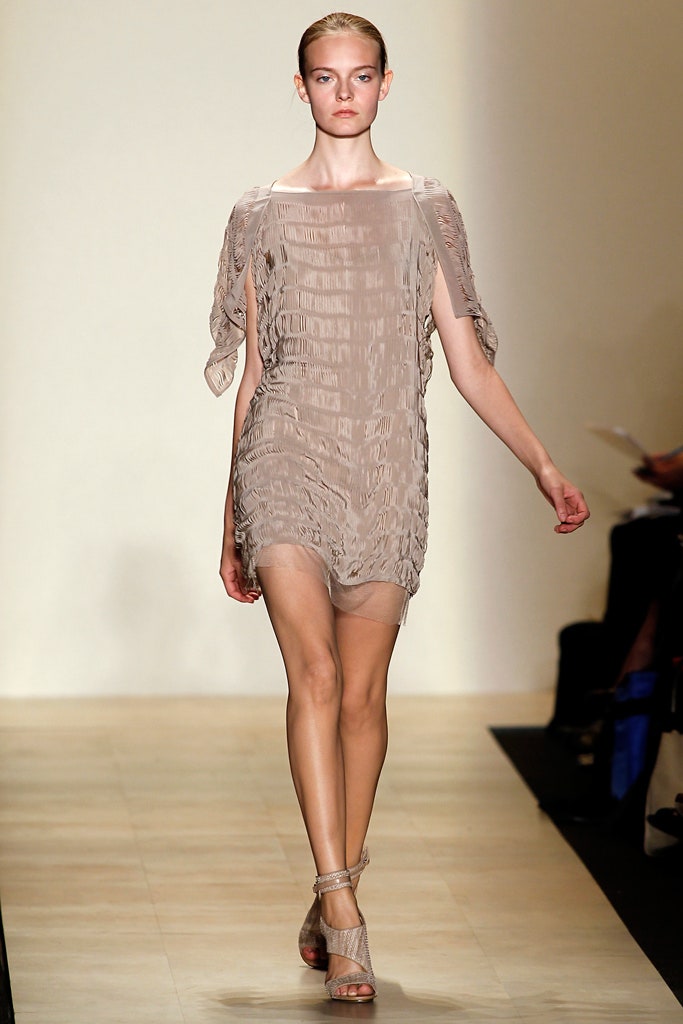beige silk fringed dress