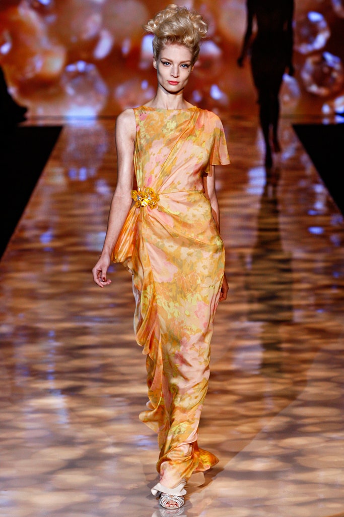 orange yellow silk gown