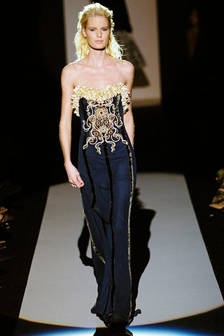 blue silk fitted gown